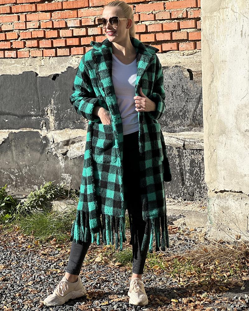 Women's coat Replay green with fringes