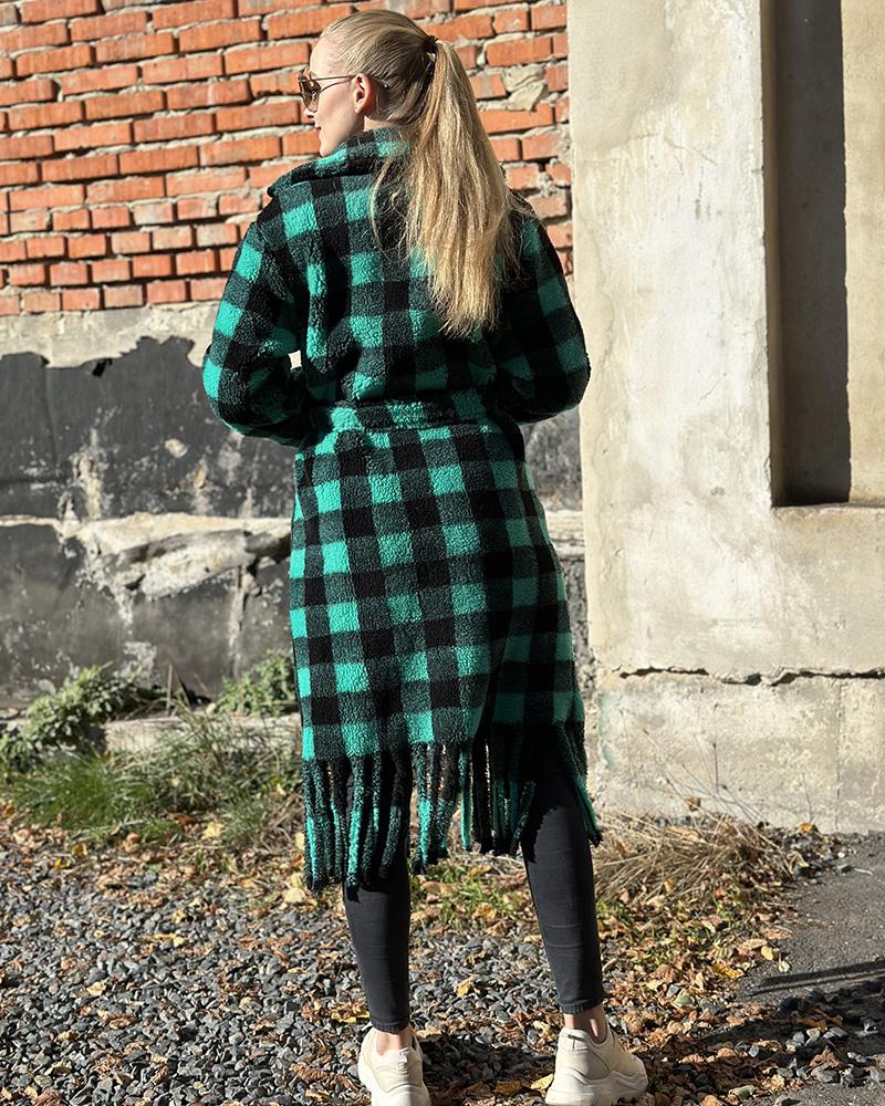 Women's coat Replay green with fringes