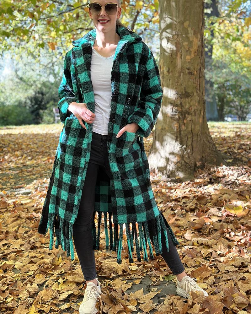 Women's coat Replay green with fringes