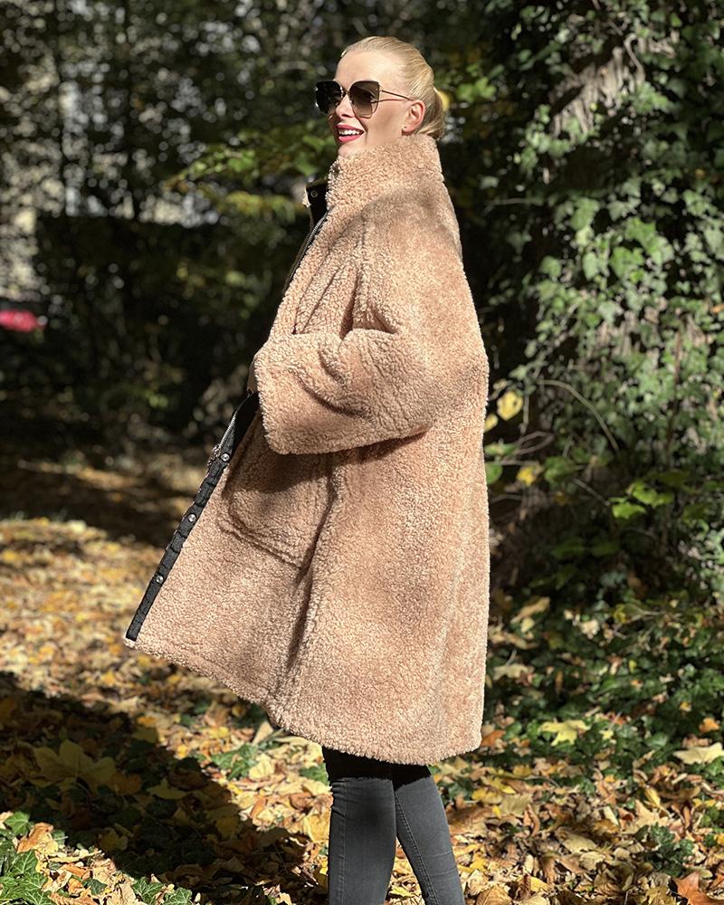 Women's coat Diesel brown teddy double-sided