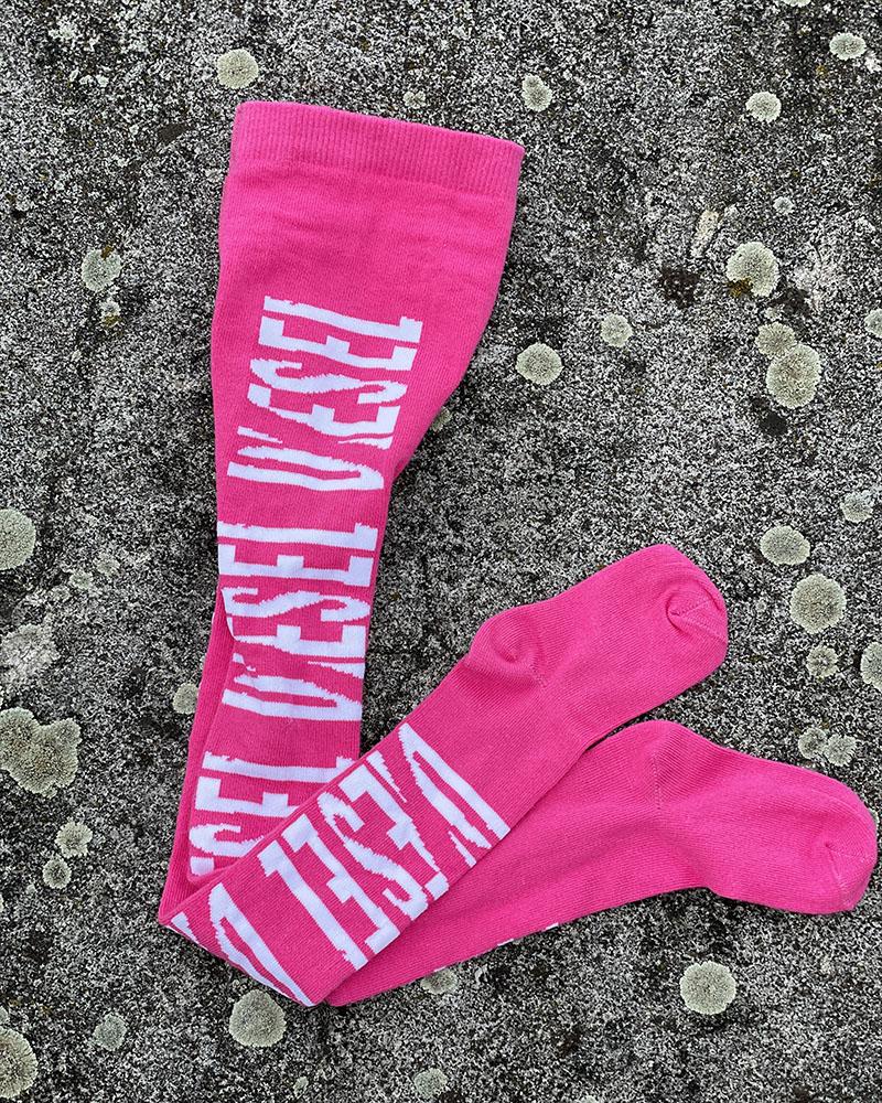 Children's stockings Diesel pink with lettering