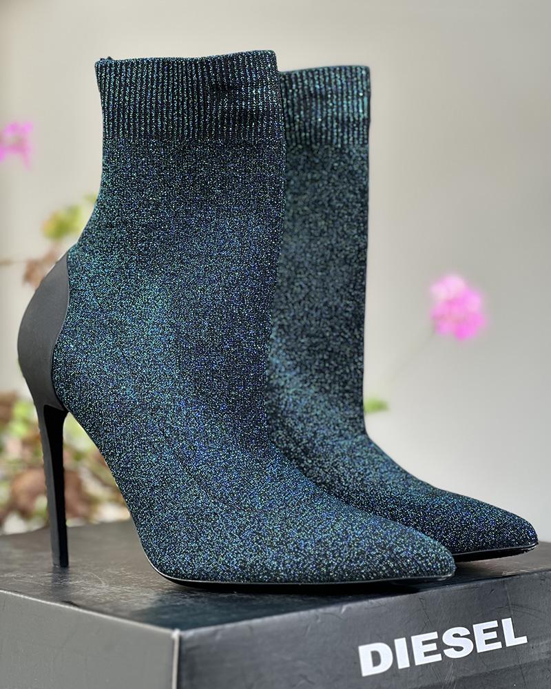 Women's Diesel green sock boots with a heel 