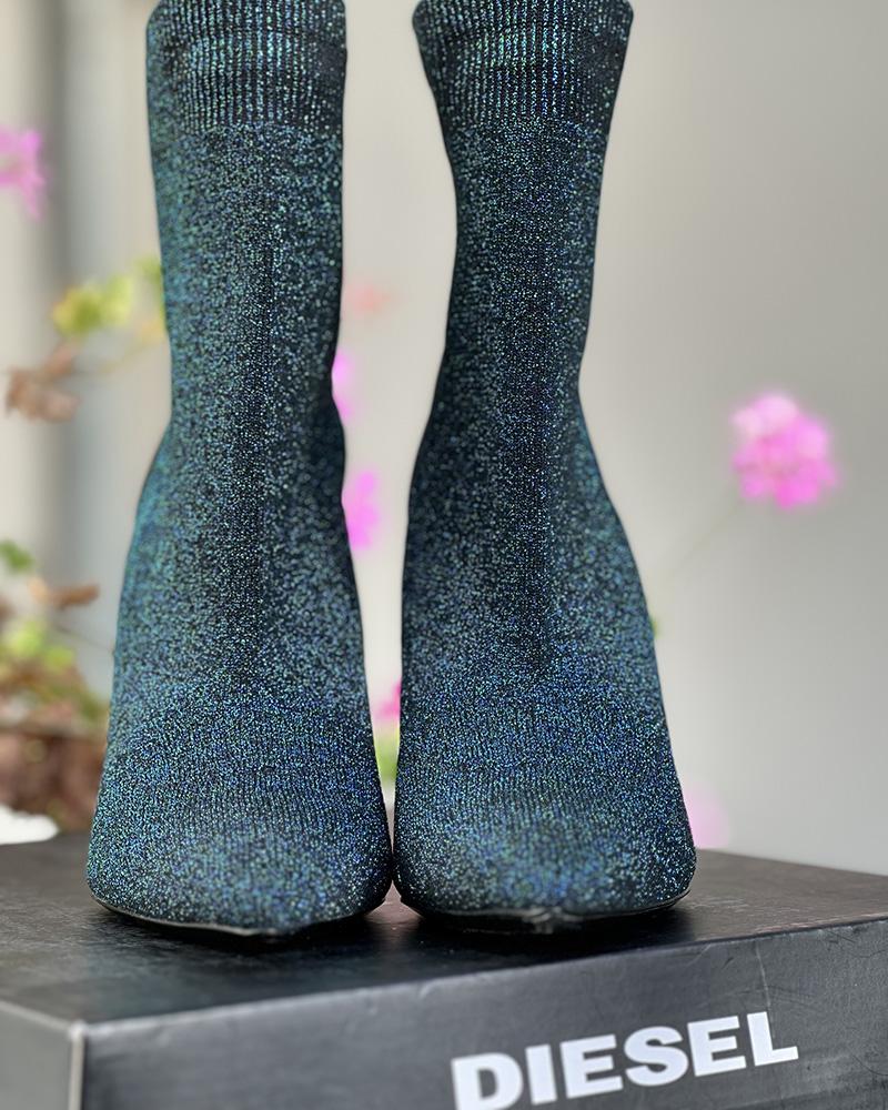 Women's Diesel green sock boots with a heel 