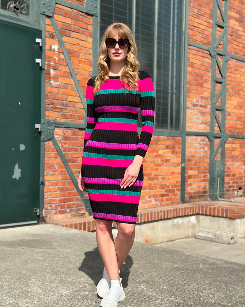 Women's Guess colorful knitted dress with stripes