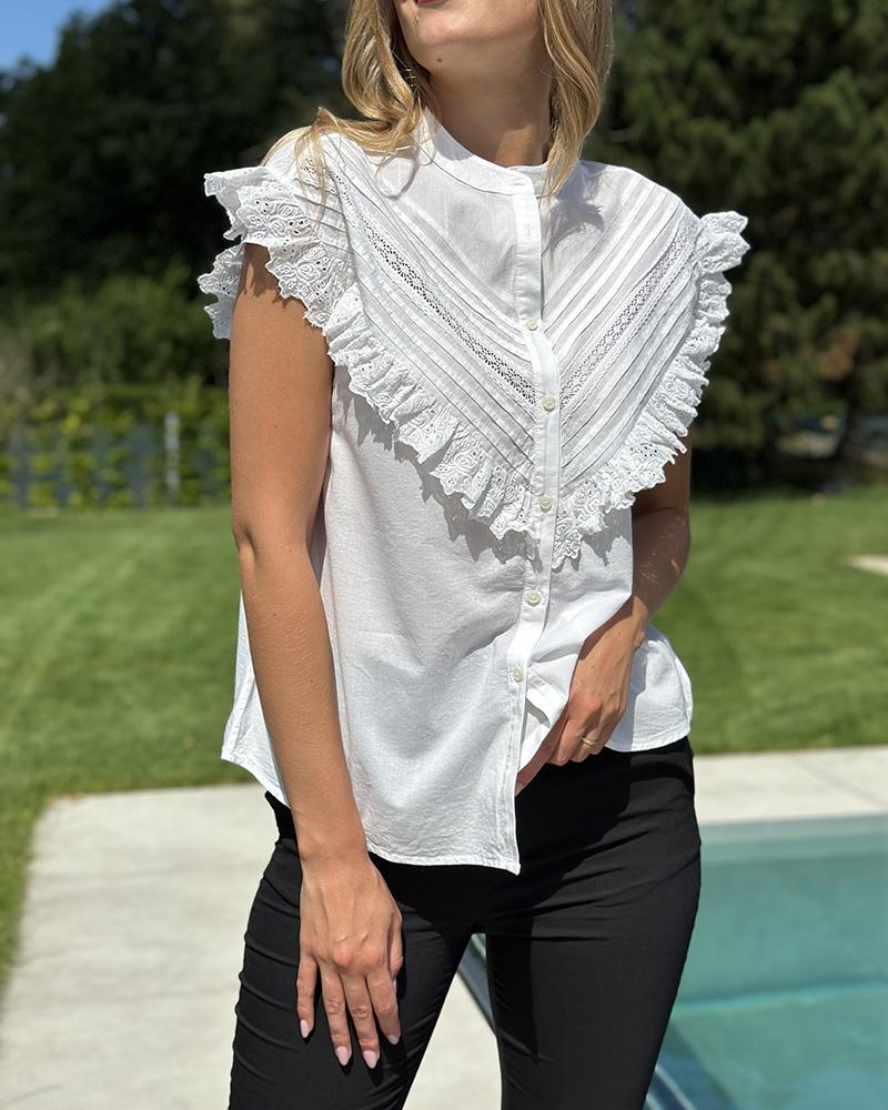 Women's blouse Replay white with ruffles