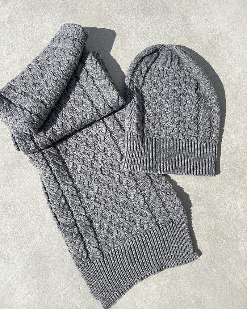 Diesel gray hat and scarf set