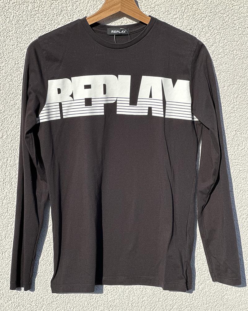 Children's t-shirt Replay black with inscription