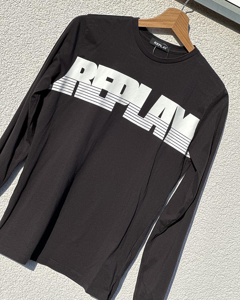 Children's t-shirt Replay black with inscription