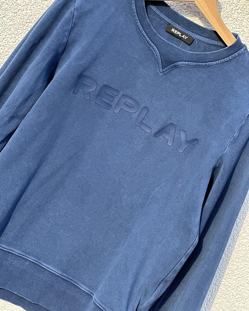 Children's sweatshirt Replay blue with a plastic inscription of the brand