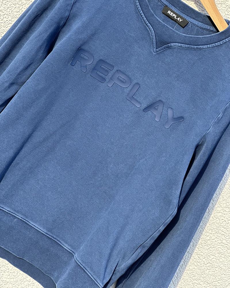 Children's sweatshirt Replay blue with a plastic inscription of the brand