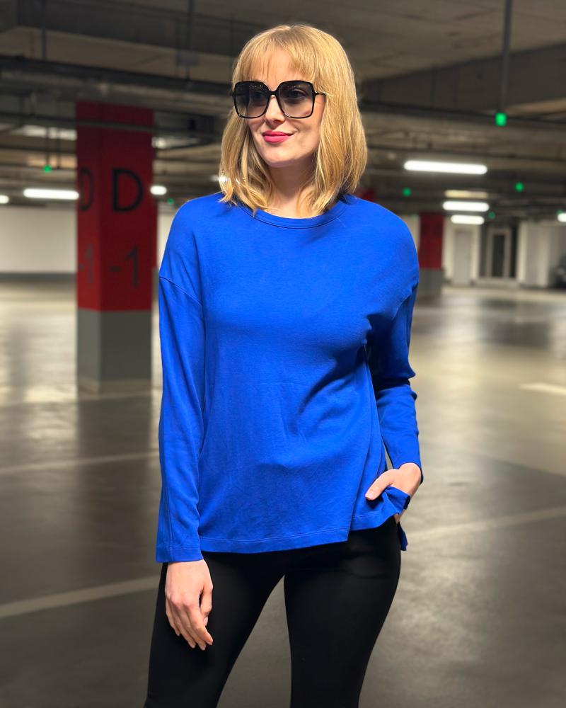 T-shirt women's Cos blue long sleeve