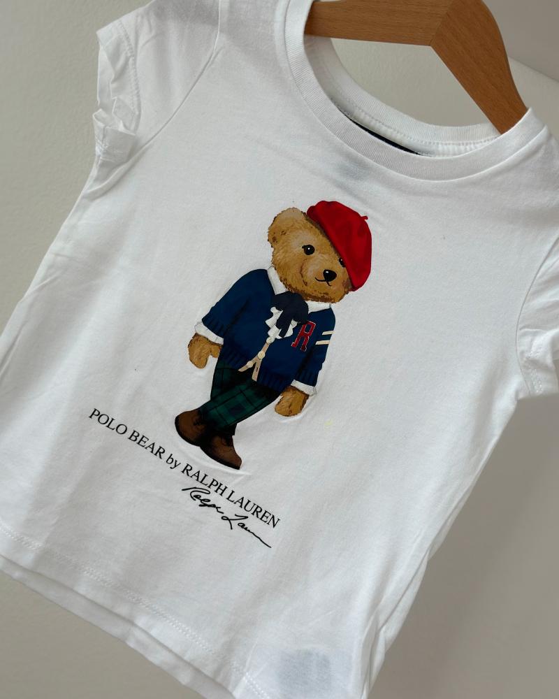 Children's t-shirt Ralph Lauren white with a teddy bear