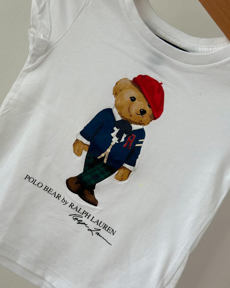 Children's t-shirt Ralph Lauren white with a teddy bear