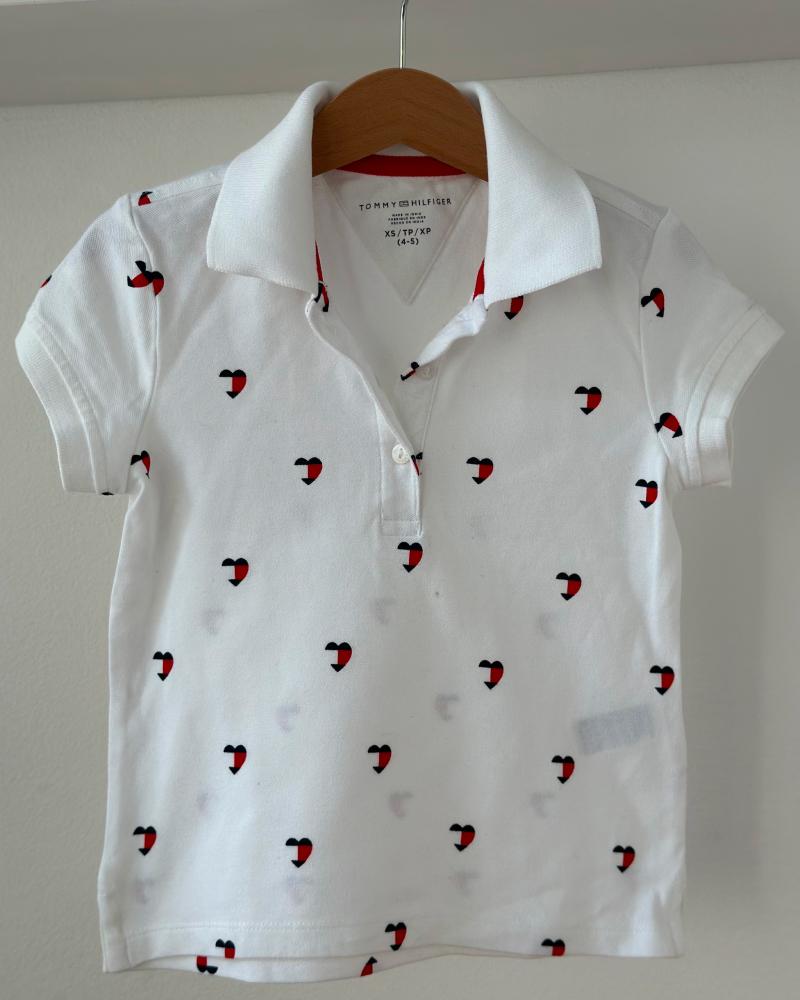 T-shirt for children Tommy Hilfiger white with hearts