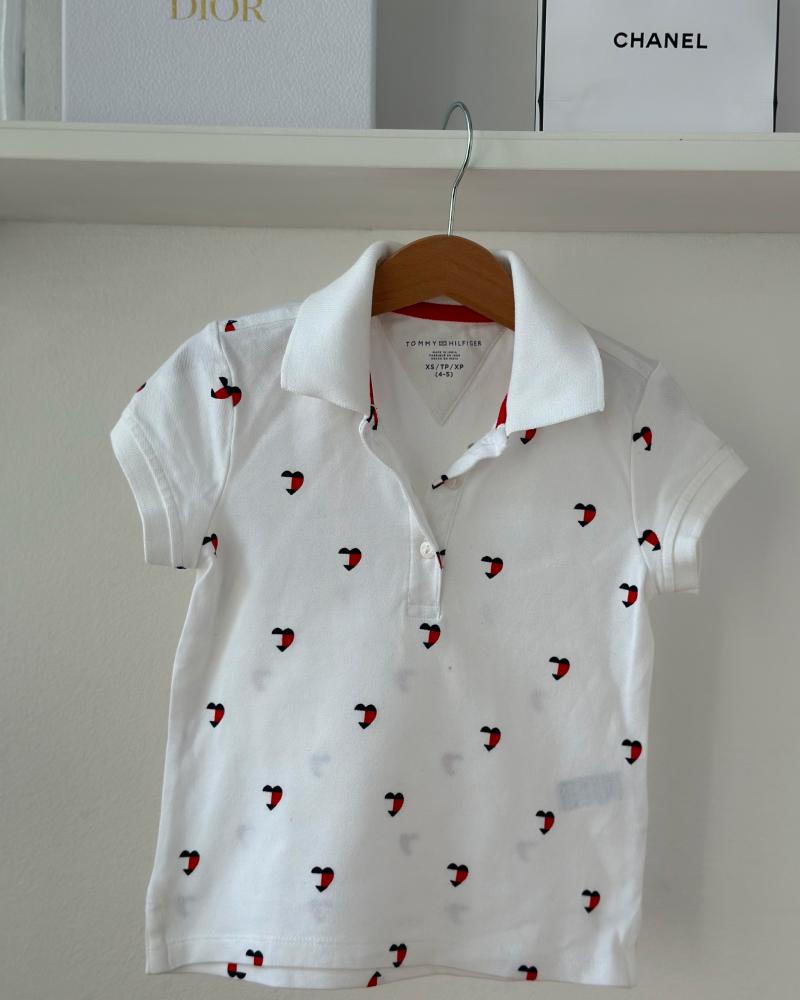 T-shirt for children Tommy Hilfiger white with hearts