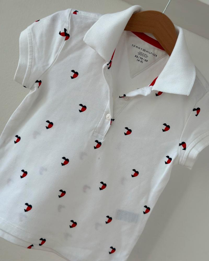 T-shirt for children Tommy Hilfiger white with hearts