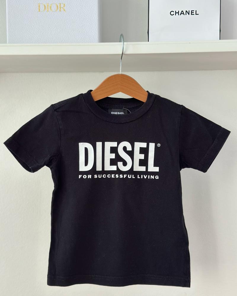 T-shirt for children Diesel black with white inscription