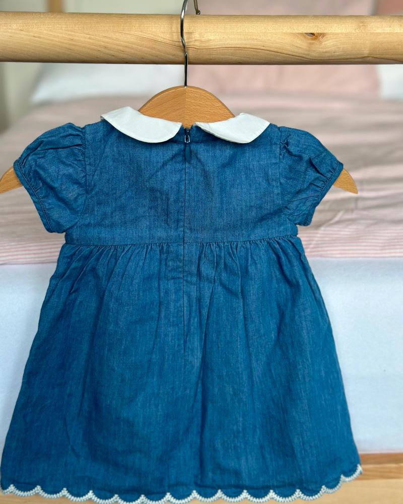 Children's dress Chloé blue + white hat