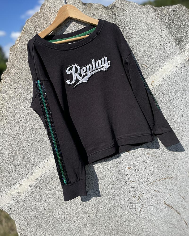 Replay children's sweatshirt black with sequins