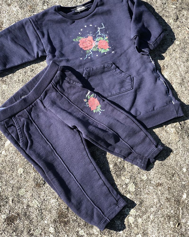 Diesel children's sweatshirt dark blue with a rose