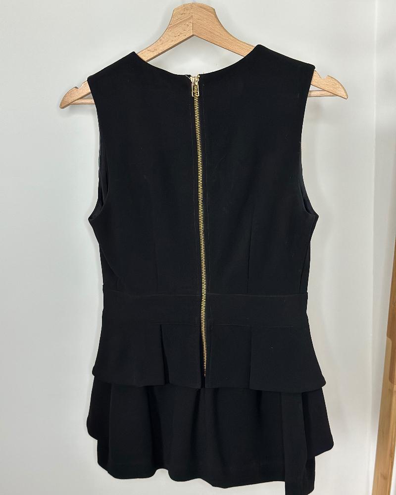 Women's top Pinko black in combination with leather