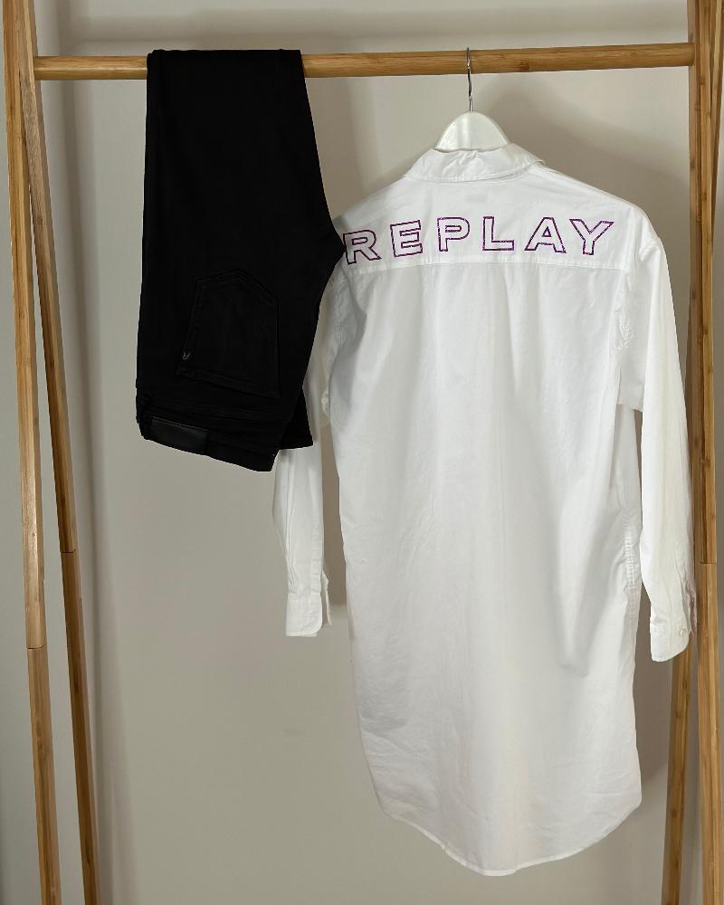 Children's shirt Replay white longer with belt