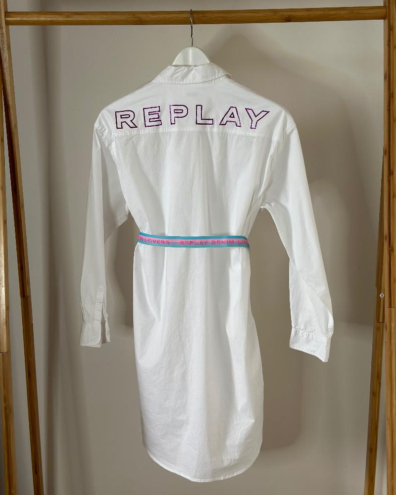 Children's shirt Replay white longer with belt