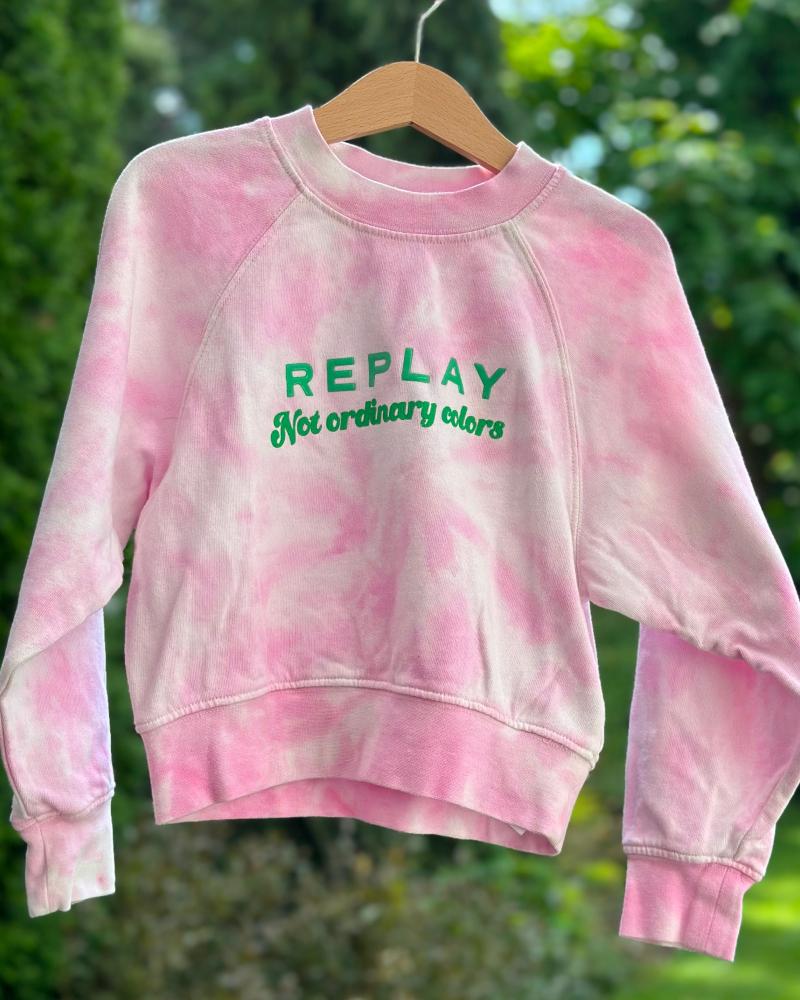 Sweatshirt for children Replay pink with green inscription