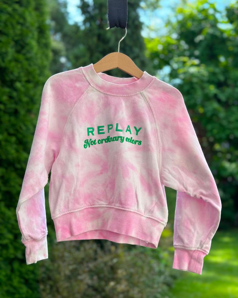 Sweatshirt for children Replay pink with green inscription