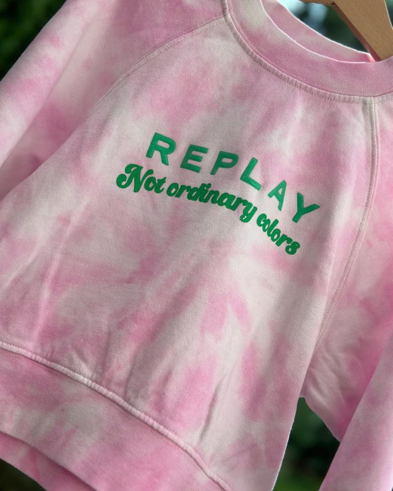 Sweatshirt for children Replay pink with green inscription