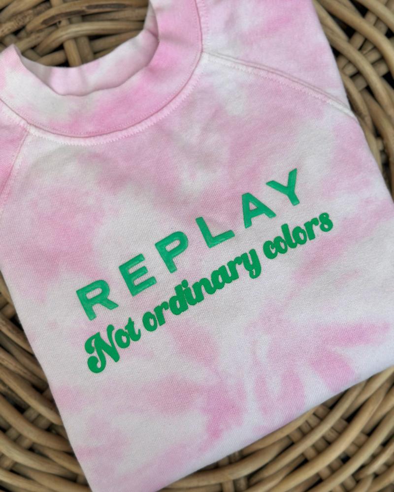 Sweatshirt for children Replay pink with green inscription