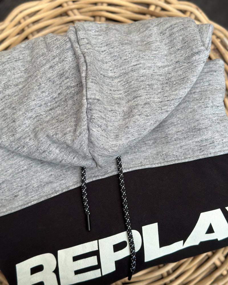 Replay men's sweatshirt gray with hood 