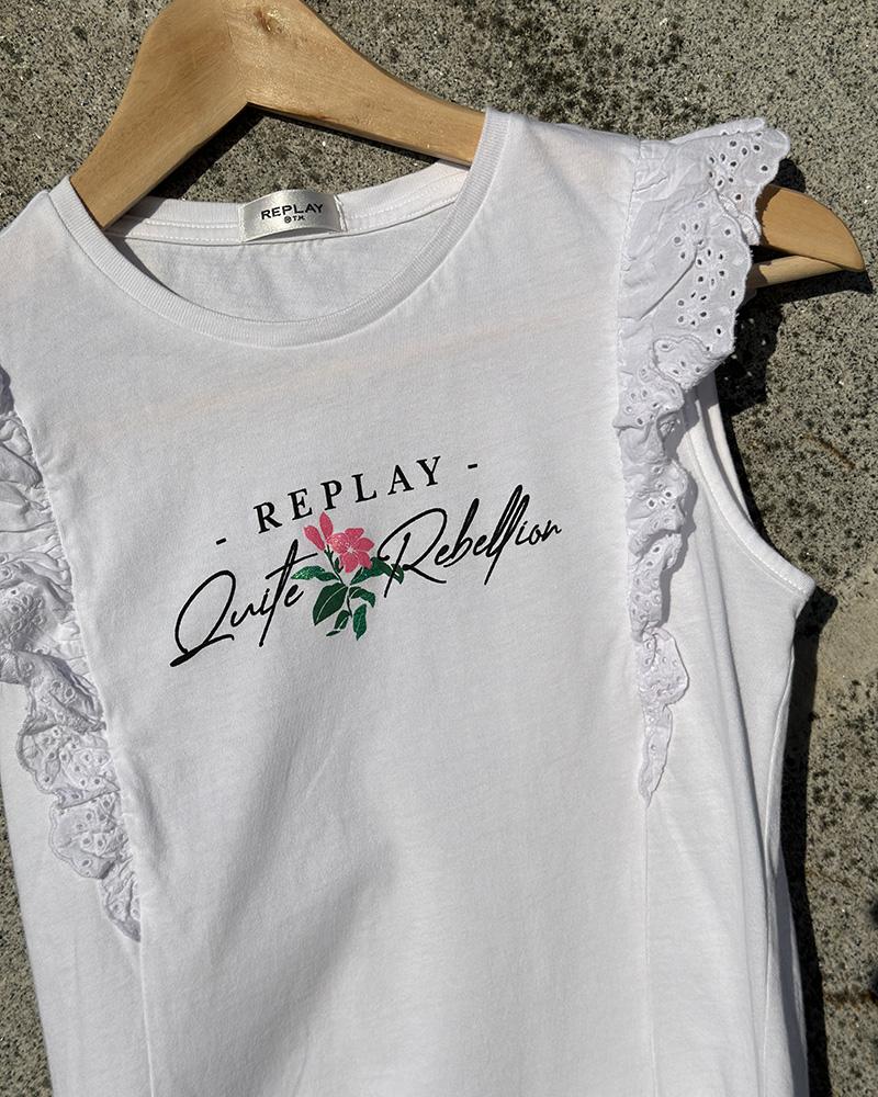 Children's T-shirt Replay white with ruffles