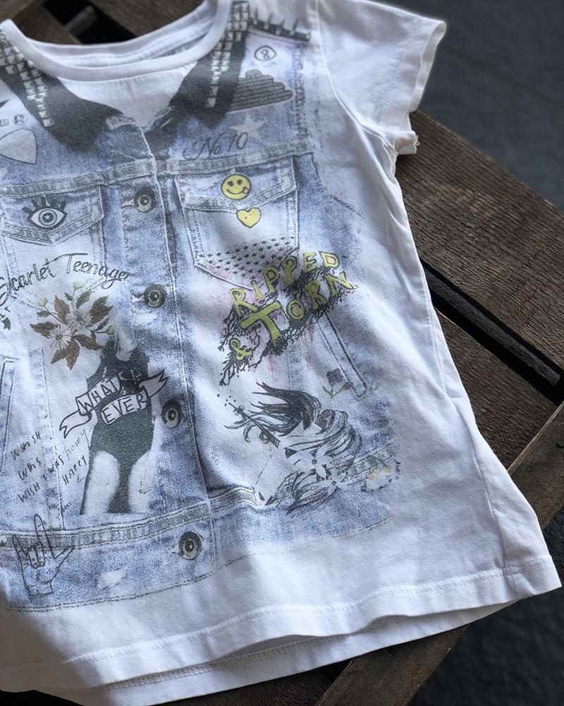 Replay children's t-shirt with denim shirt print