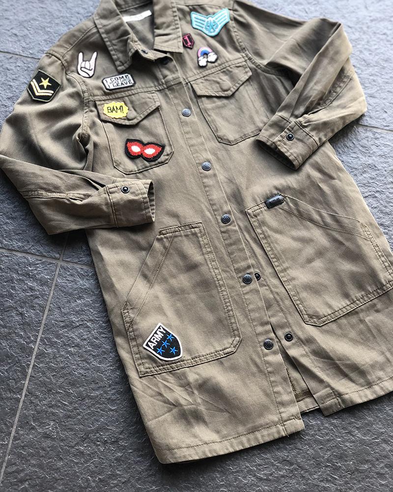 Replay khaki children's shirt with patches