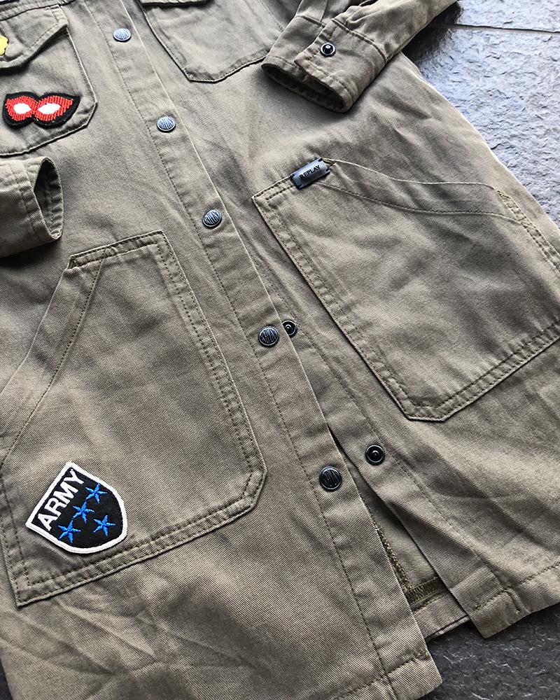 Replay khaki children's shirt with patches