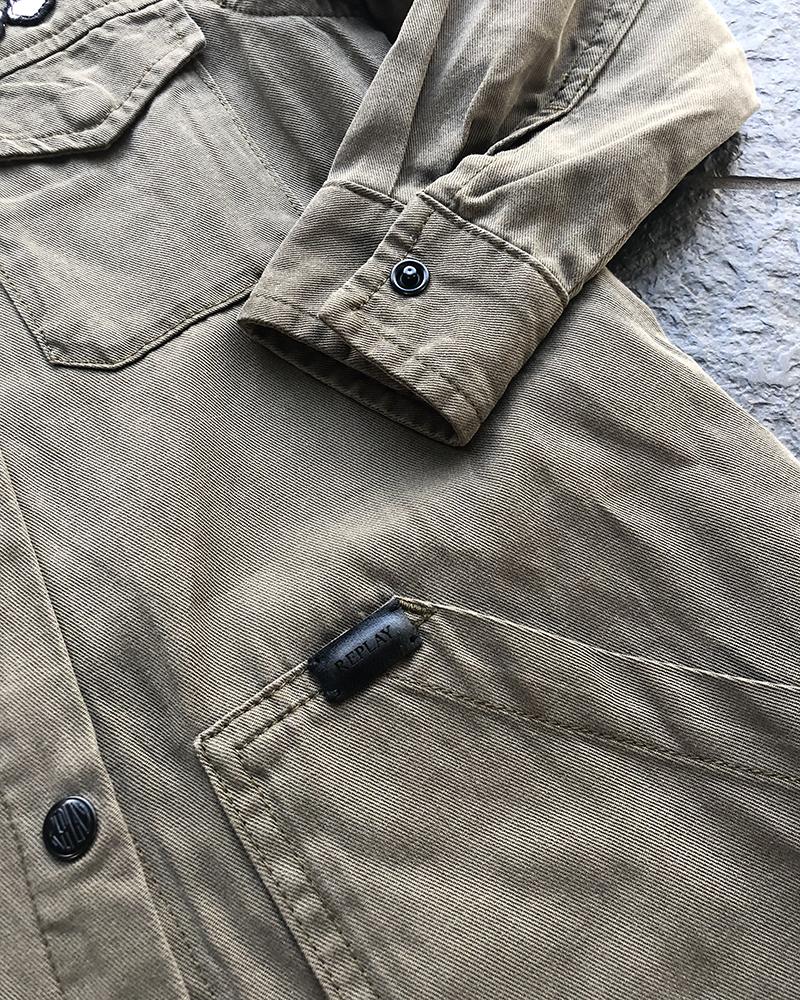 Replay khaki children's shirt with patches