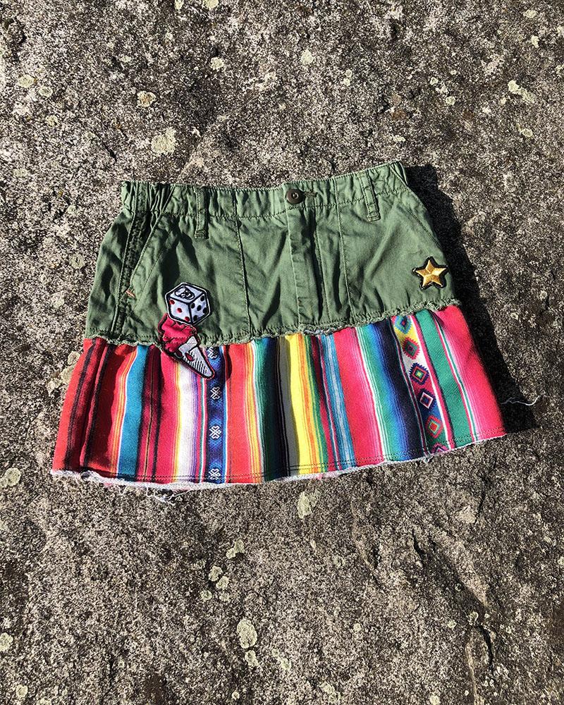 Children's skirt Replay green with patches