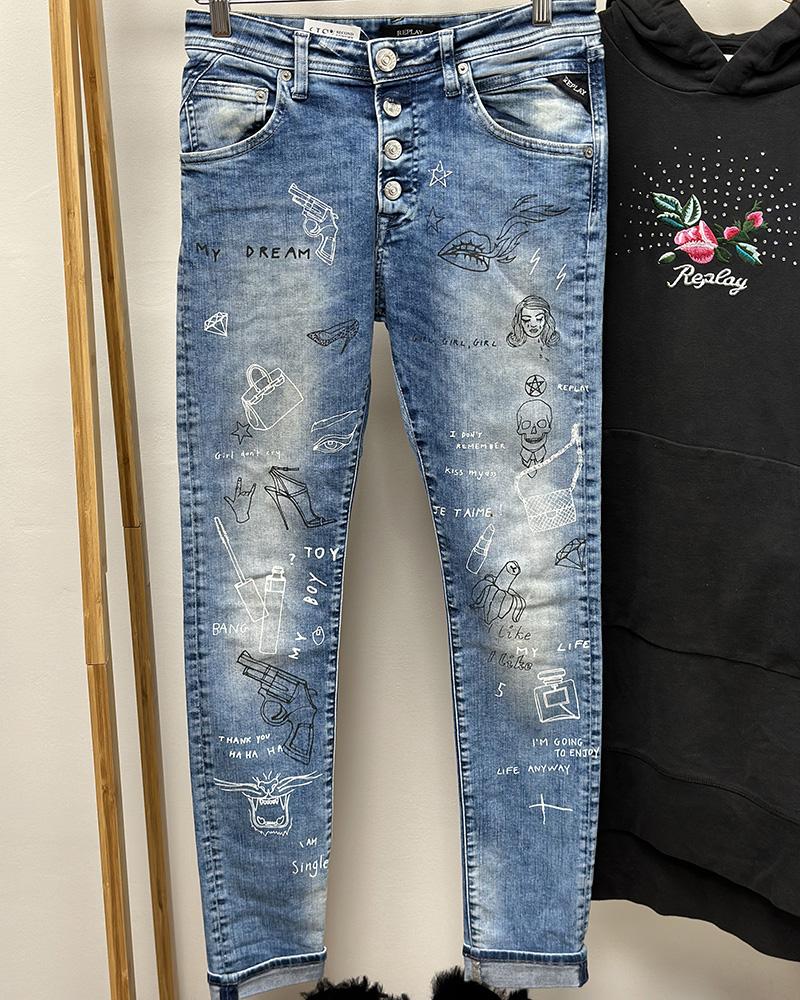 Women's jeans Replay PILAR with blue print