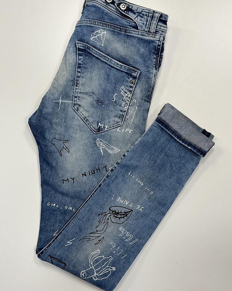 Women's jeans Replay PILAR with blue print