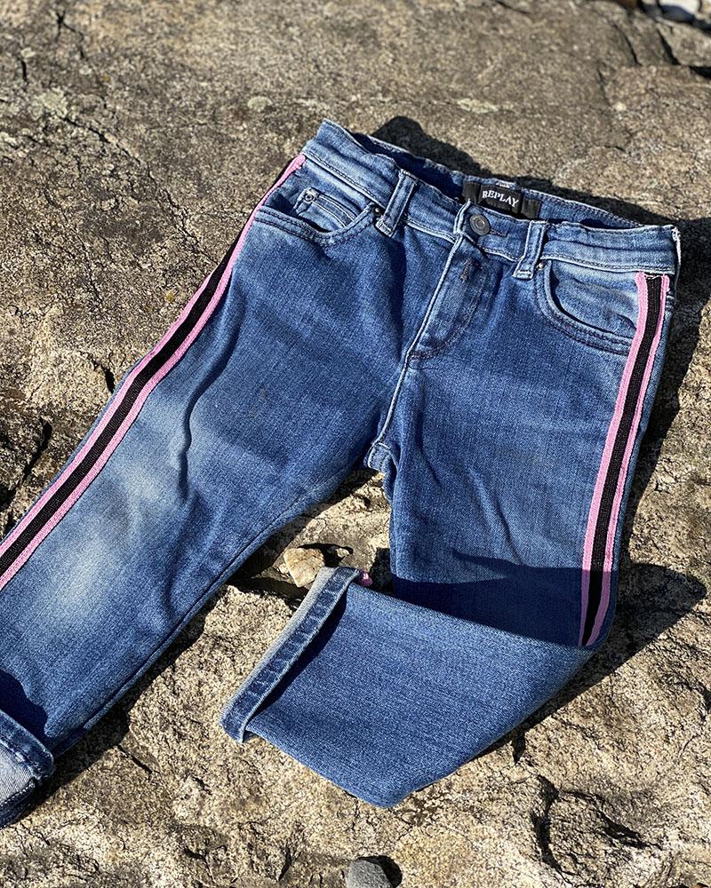 Replay children's jeans with pink stripes