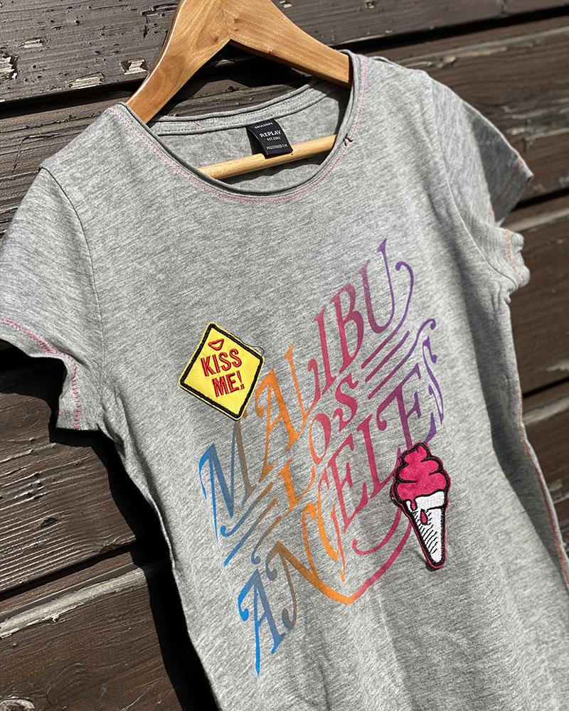 Children's T-shirt Replay MALIBU LOS ANGELES gray