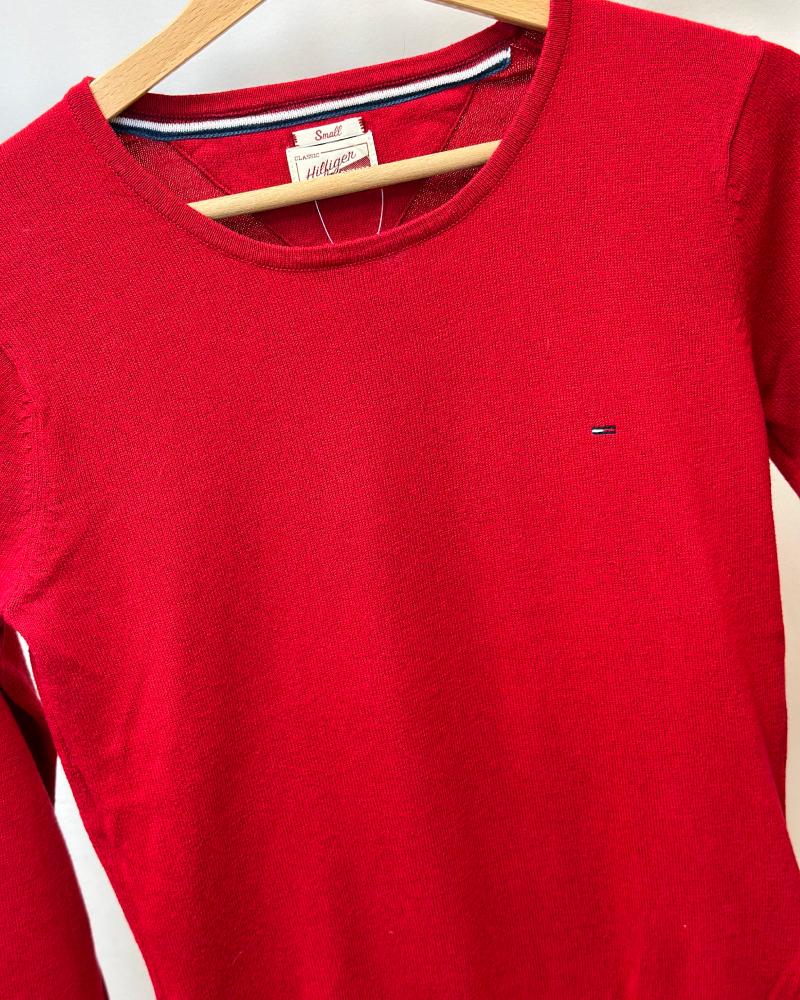 Women's Tommy Hilfiger red round neck sweater