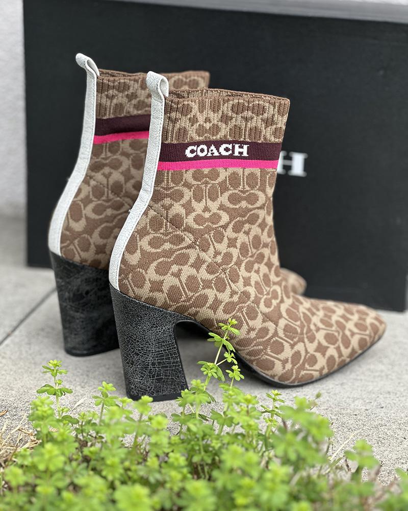 Polokozačky dámské Coach Tasha Sig Knit Booti