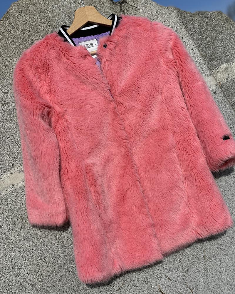 Children's coat Replay pink furry