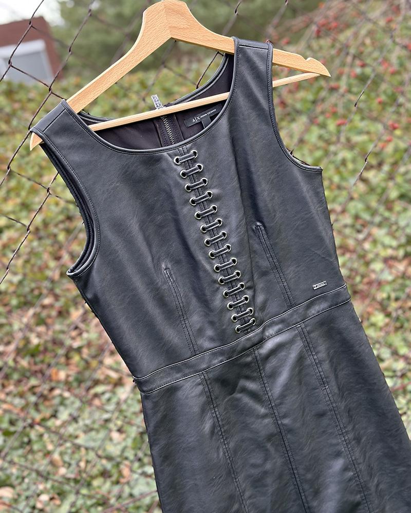 Women's Armani Exchange black leather dress