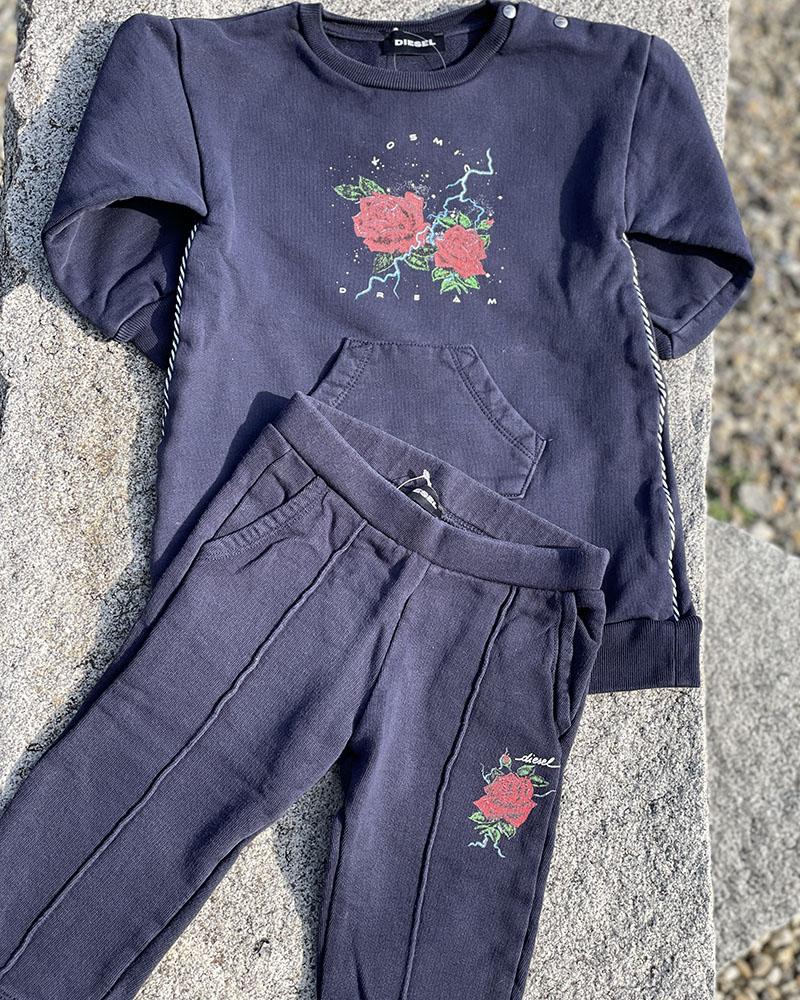 Diesel children's sweatshirt dark blue with a rose