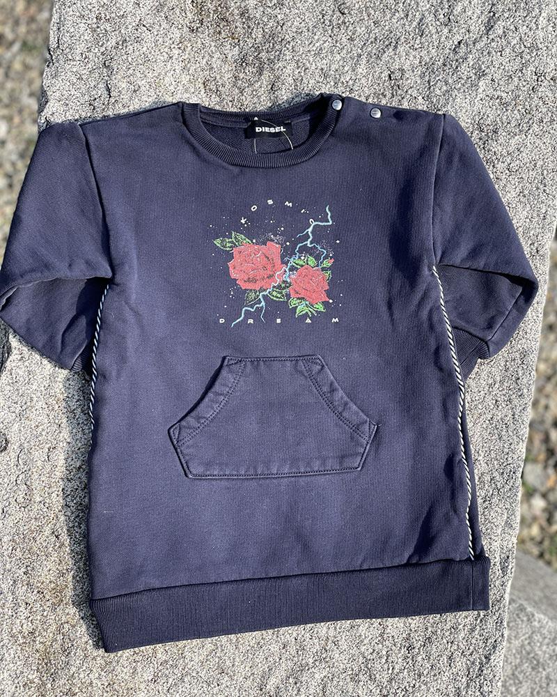 Diesel children's sweatshirt dark blue with a rose